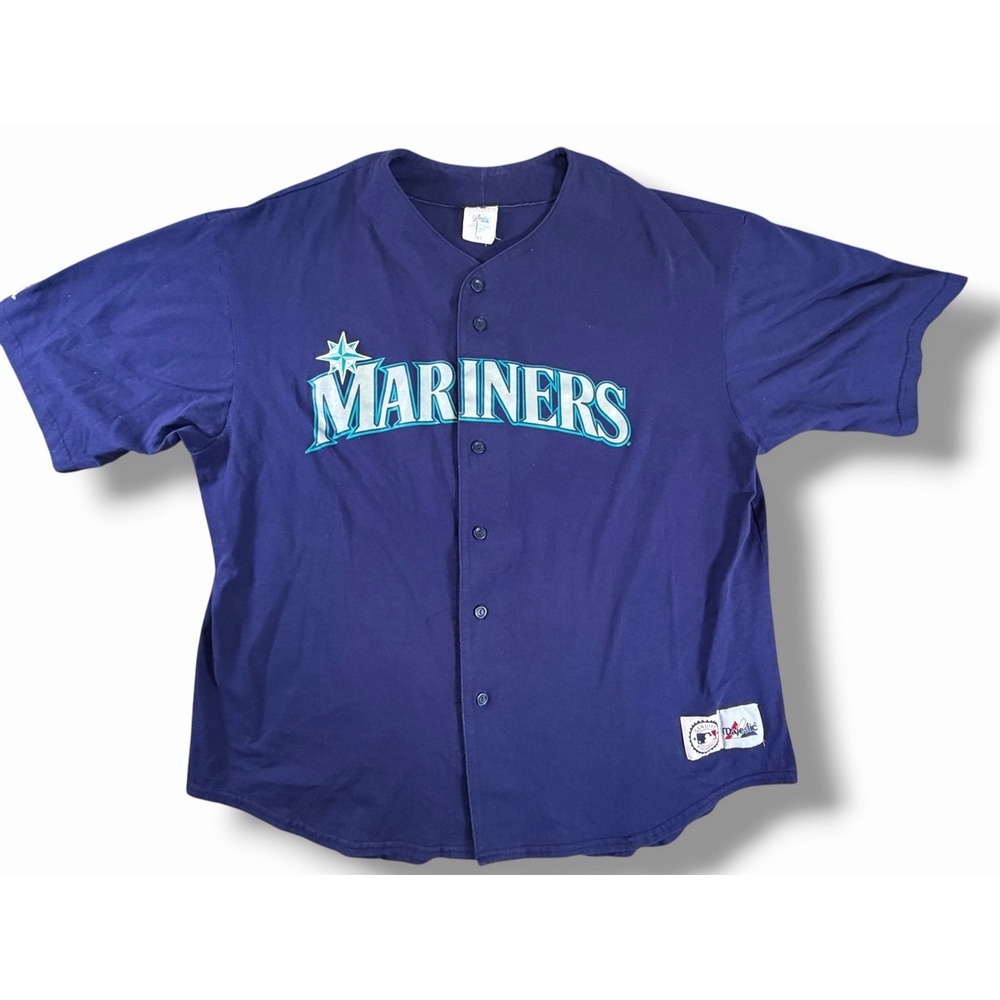 VTG Seattle Mariners MLB Majestic Blue Jersey Men's 4XL XXXXL Streetwear 90's